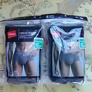 New Bundle of 2 Hanes 4 Pack of Tagless Briefs *